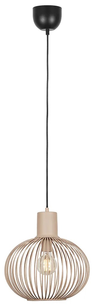 Candeeiro suspenso de arame moderno preto com bege 33cm - Gila