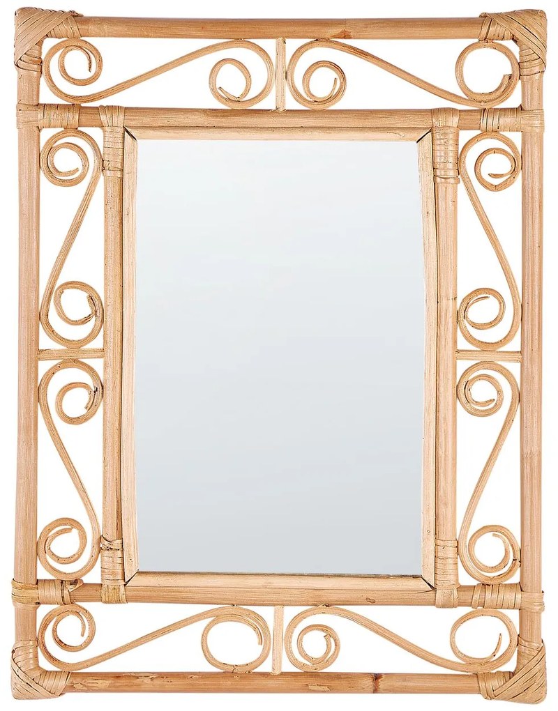 Espelho de parede em rattan claro 41 x 52 cm AMANU Beliani