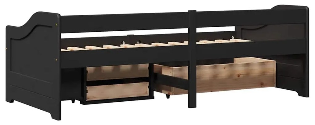 Sofá-cama com 3 gavetas sem colchão 90x200 cm IRUN preto