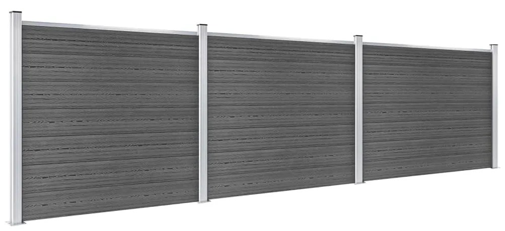 Conjunto painel de cerca 526x146 cm WPC preto