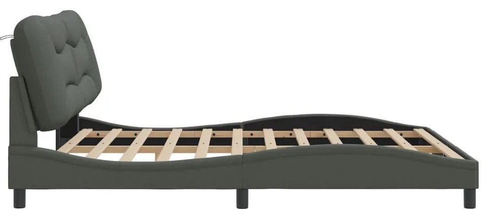 Estrutura de cama sem colchão 180x200 cm tecido cinzento-escuro