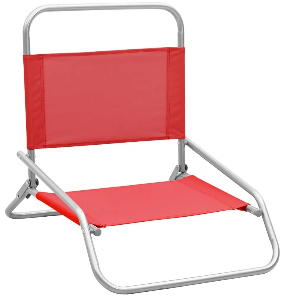 Cadeiras de praia dobráveis 2 pcs tecido vermelho