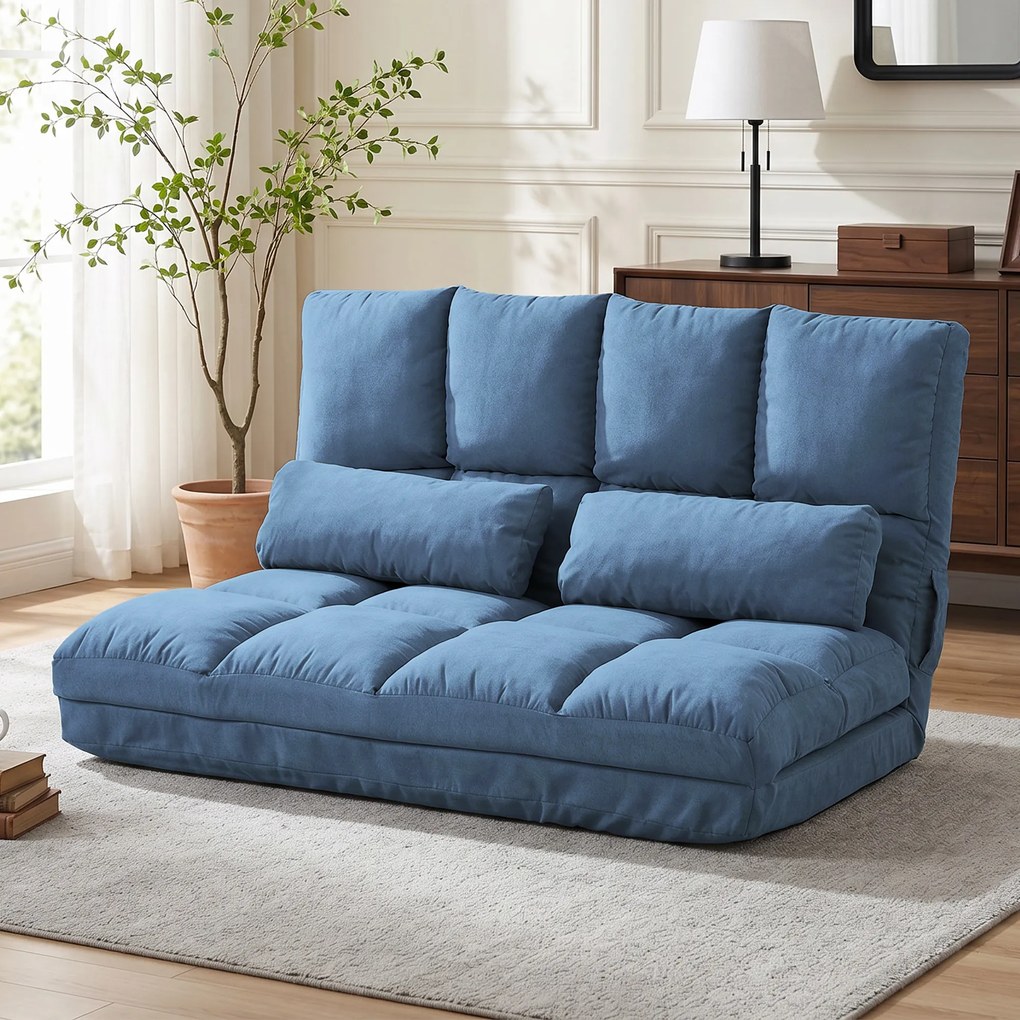 Poltrona-Cama Convertível, 102 x 73 x 60 cm, Encosto Regulável em 14 Posições, Azul