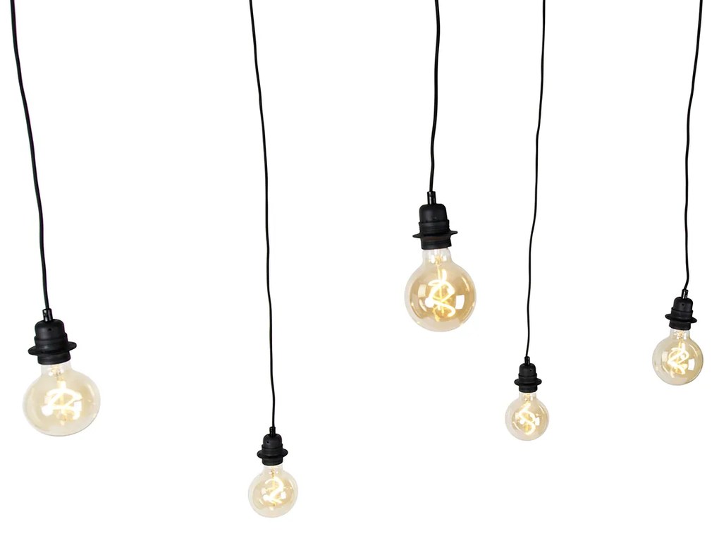 Candeeiro de suspensão industrial preto 5 luzes - Cava