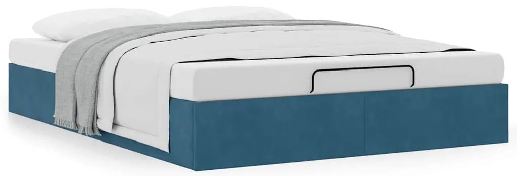 Estrutura de cama otomana sem colchão 140x200 cm azul escuro