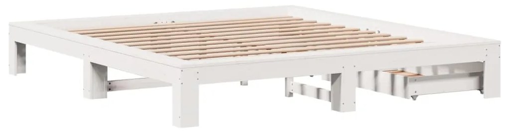 Cama sem colchão 180x200 cm madeira de pinho maciça branco