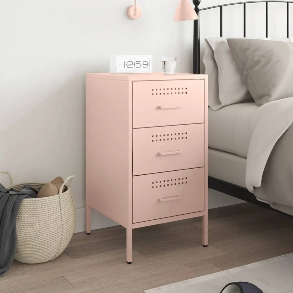 Mesa de cabeceira 36x39x68 cm aço rosa
