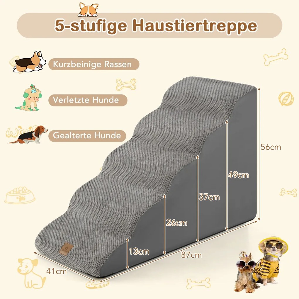 Escada para cães de 3 degraus, rampa dobrável antiderrapante para camas, sofás, sofás, escada portátil cinza