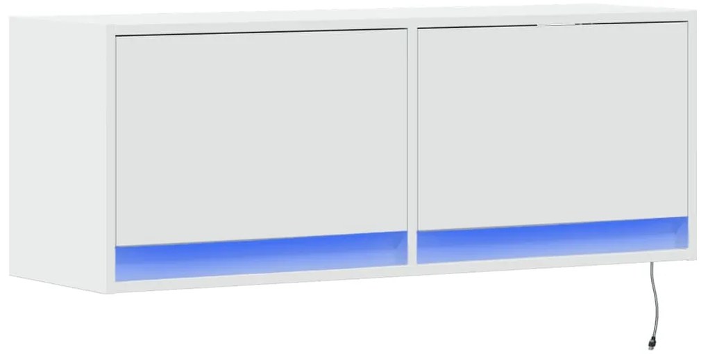 Móvel de parede para TV com luzes LED 100x31x35 cm branco