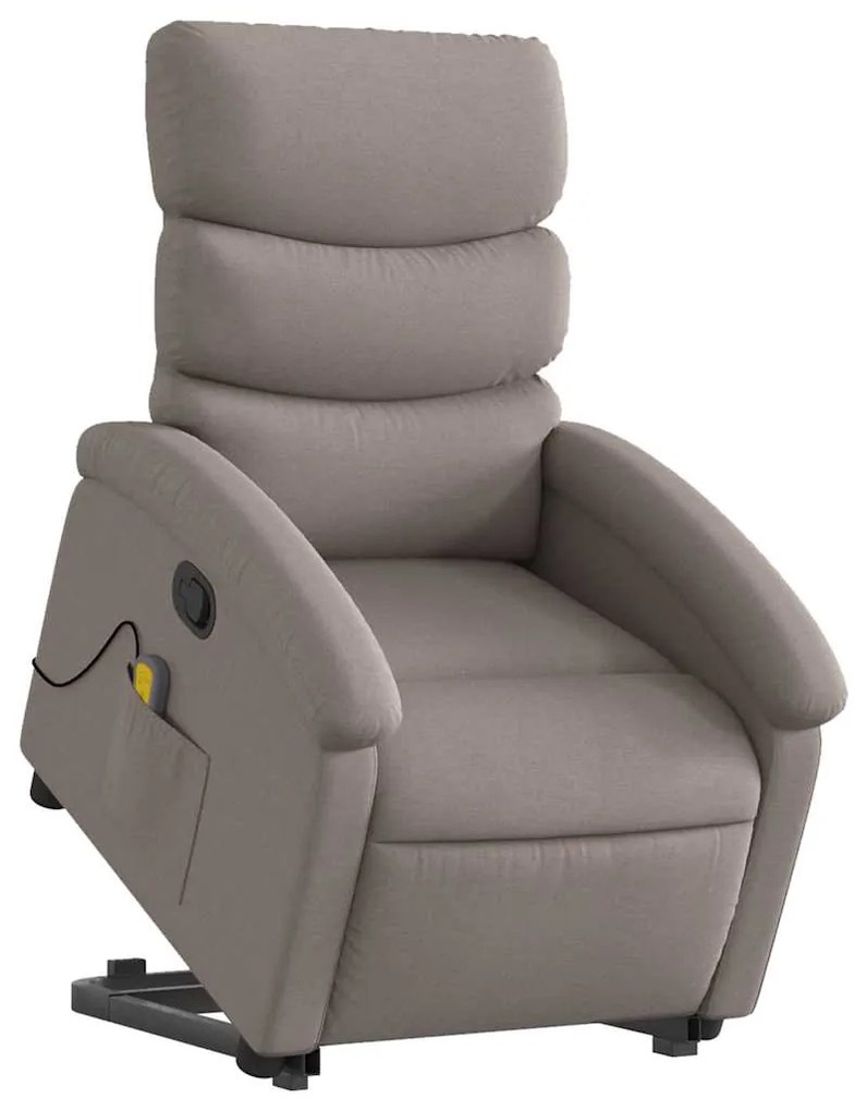 Poltrona elevatória de massagens tecido cinzento-acastanhado