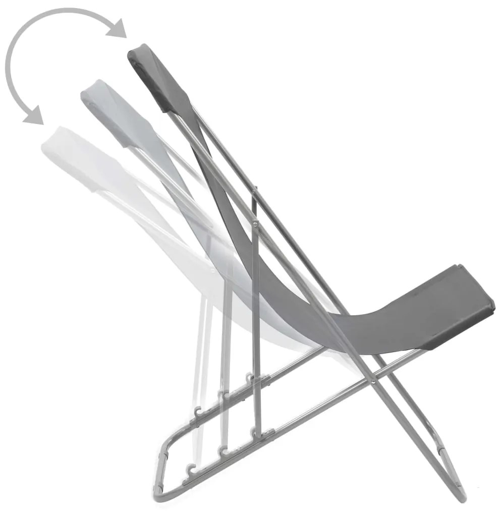 Cadeiras de praia dobráveis 2 pcs aço e tecido oxford cinzento