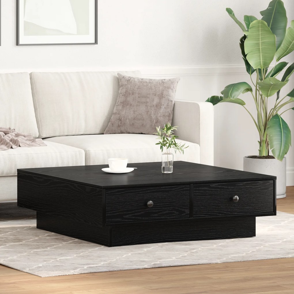 Mesa de Centro Carvalho preto Madeira de engenharia 90 x 90 x 28 cm