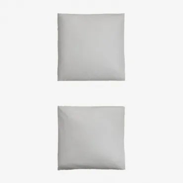 Pack De 2 Fronhas Em Algodão Percal De 180 Fios Lesia Cinza Claro & 60 X 60 Cm - Sklum