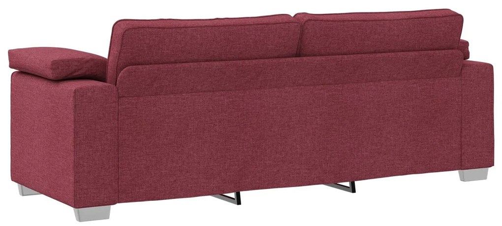 Conjunto de Sofá de 3 Peças com Almofadas Vermelhas Vinho