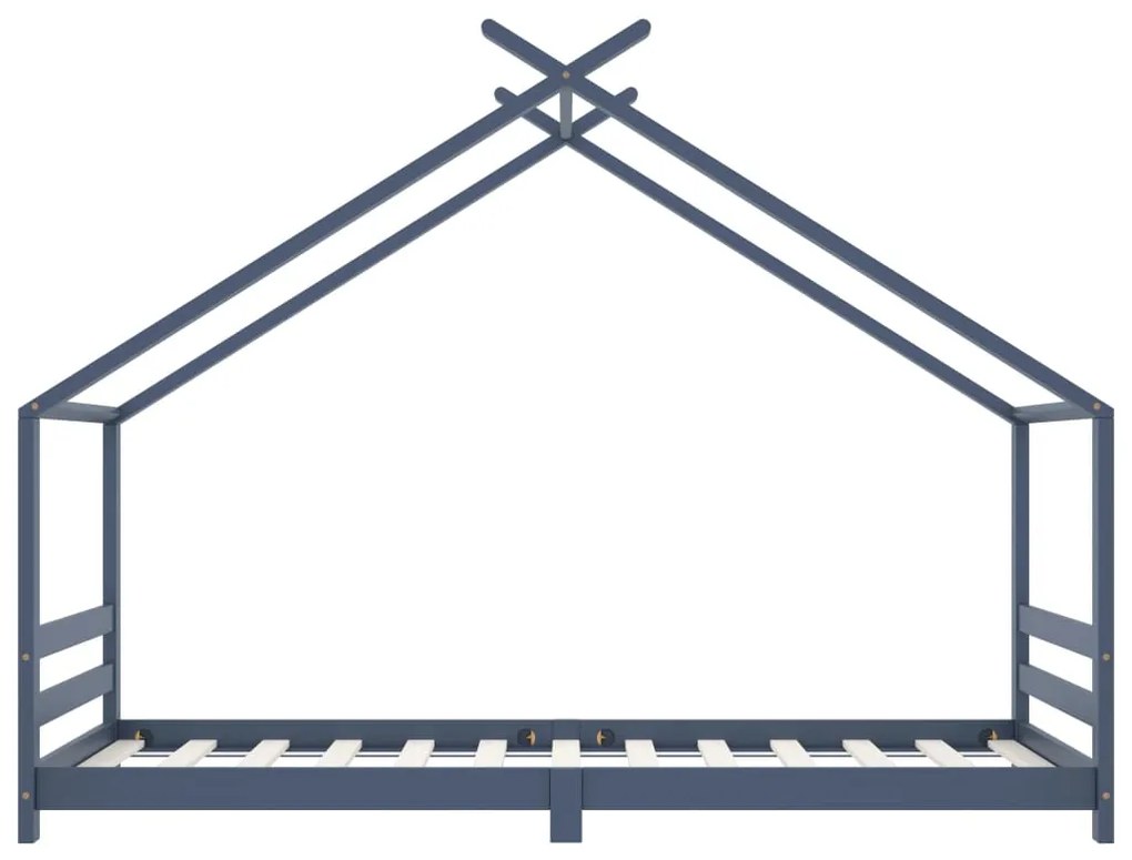 Estrutura de cama para crianças 90x200 cm pinho maciço cinzento