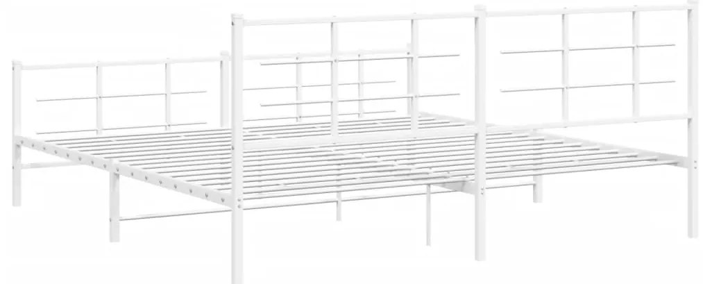Estrutura de cama com cabeceira e pés 200x200 cm metal branco