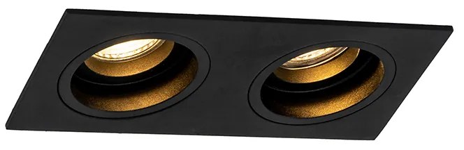 Foco embutido quadrado preto ajustável 2 luzes - Chuck