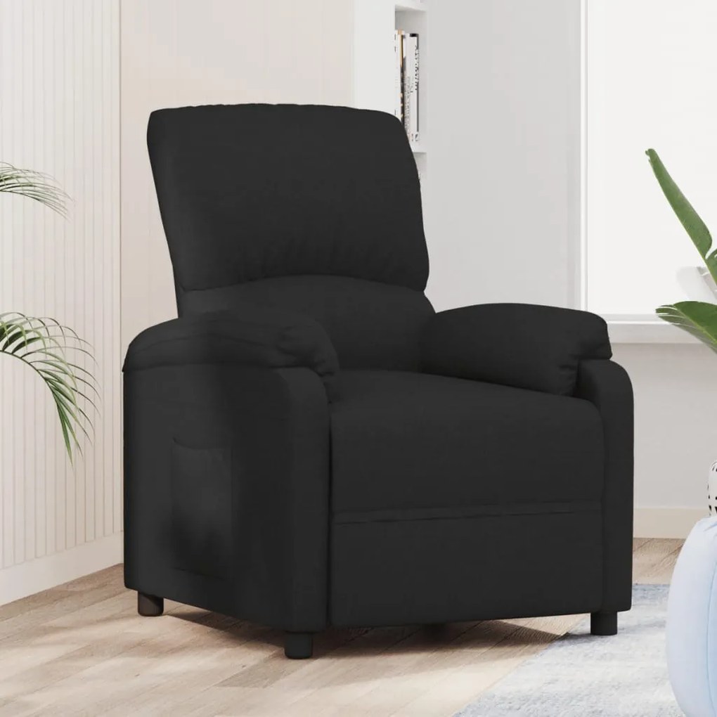 vidaXL Poltrona reclinável tecido preto