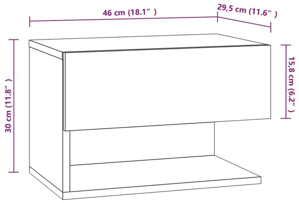 Mesas de cabeceira montagem na parede 2 pcs cinzento cimento