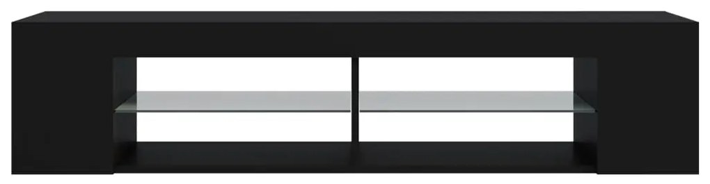 Móvel de TV com luzes LED 135x39x30 cm preto