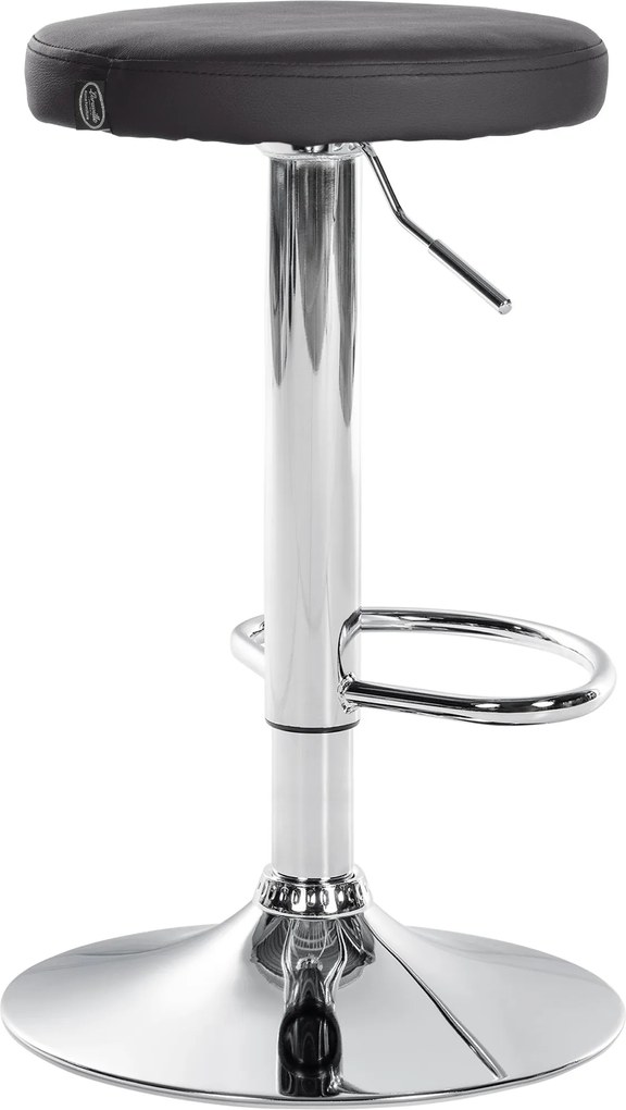 Conjunto de 2 bancos altos em couro sintético de estrutura prateada 60-81 x 38,5 cm preto