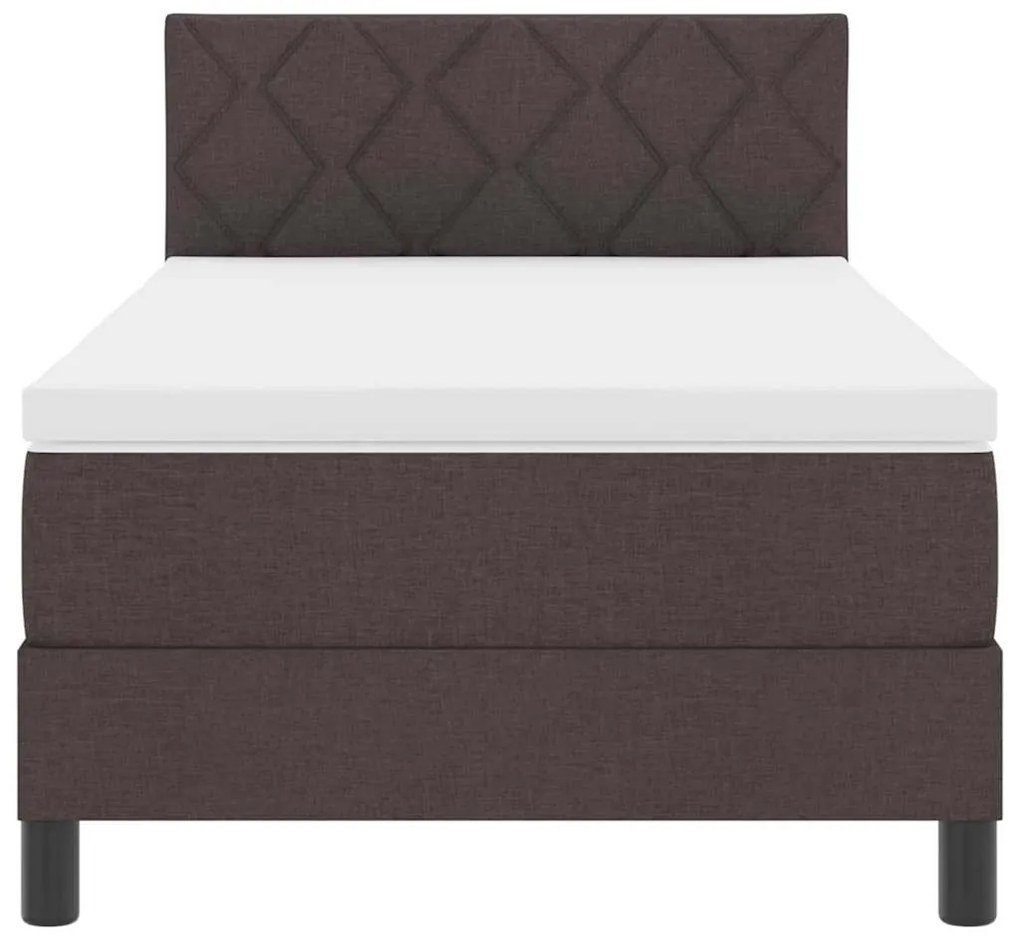 Cama Box com Colchão &amp; LED Marrom Escuro 90x200 cm Tecido
