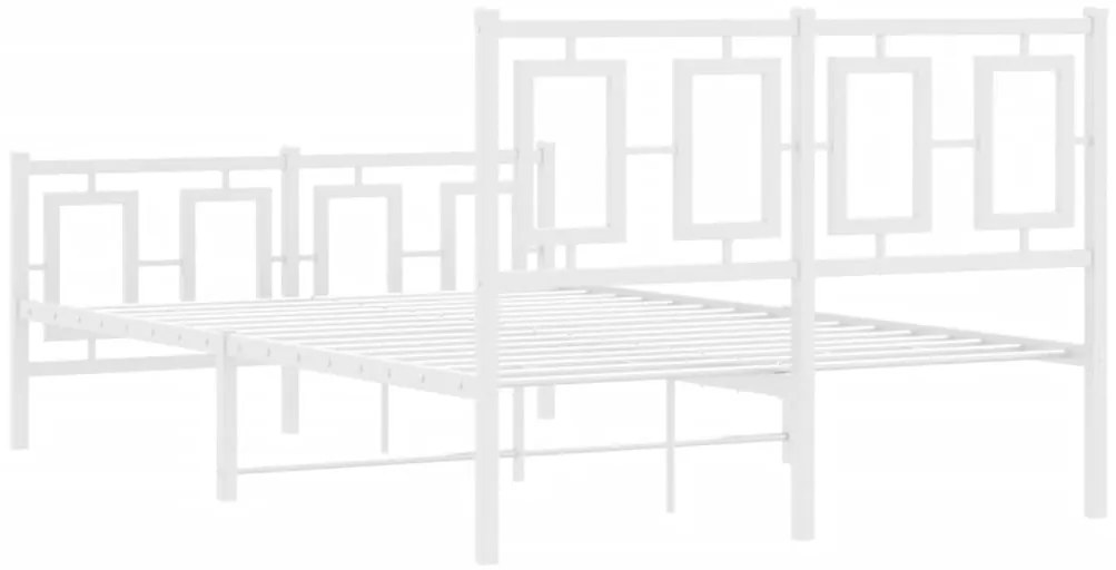 Estrutura de cama com cabeceira e pés 120x200 cm metal branco