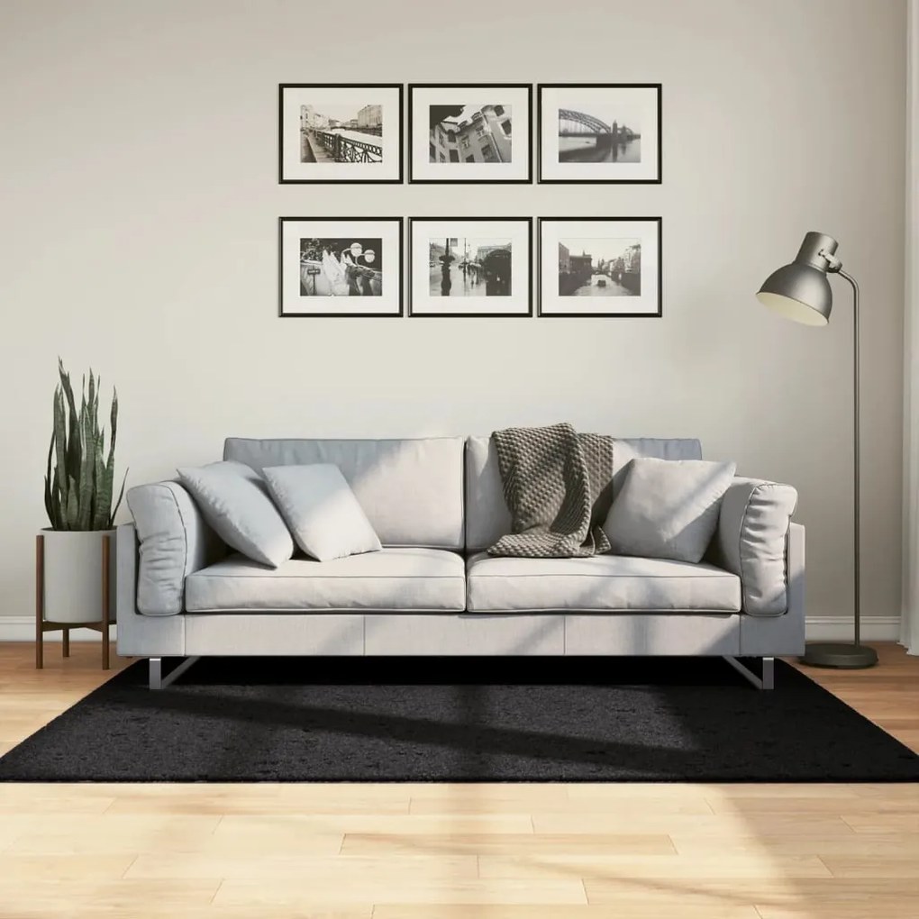 Tapete shaggy de pelo alto PAMPLONA 120x170 cm preto