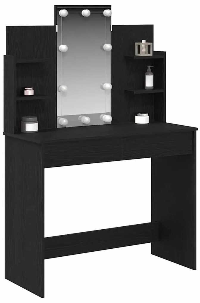 Mesa de Maquiagem vidaXL com Luzes LED Carvalho Preto 96x40x142 cm