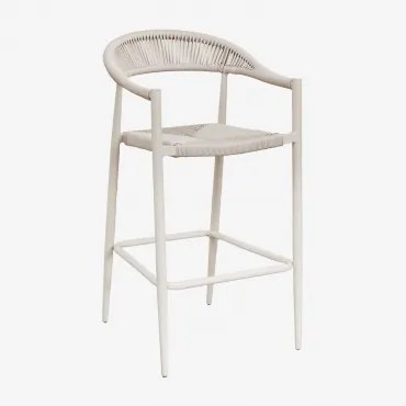Taburete Alto Em Alumínio E Rattan Sintético Amatria Tapioca Bege & ↑75 Cm - Sklum
