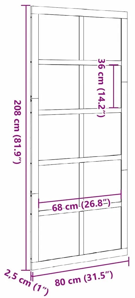 Porta de celeiro Branco 80 x 210 cm Madeira de pinho maciça