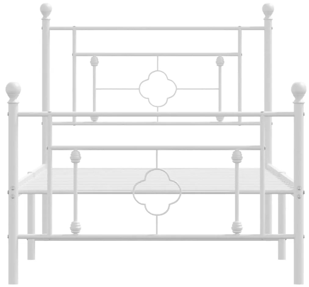 Estrutura de cama com cabeceira e pés 90x200 cm metal branco