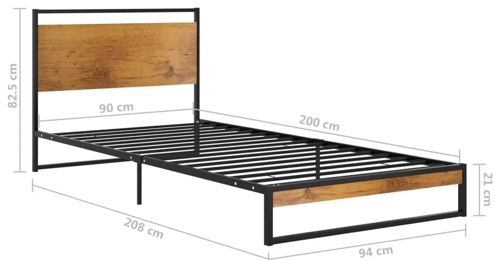 Estrutura de cama 90x200 cm metal