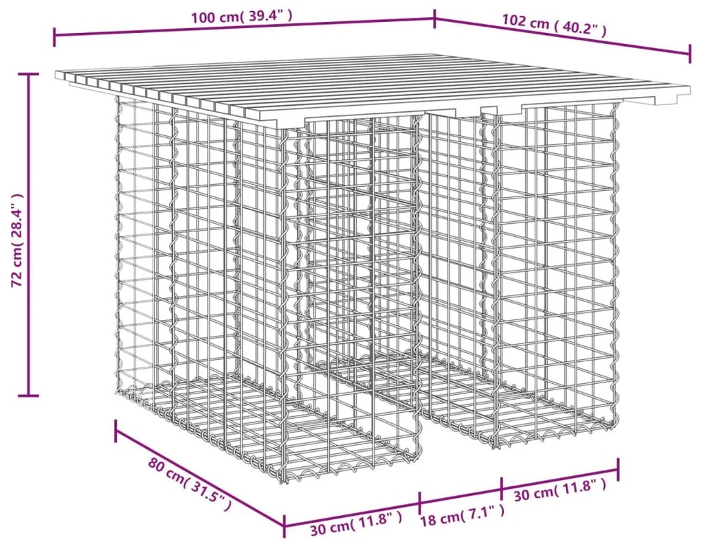 Banco de jardim c/ design gabião 100x102x72 cm pinho maciço
