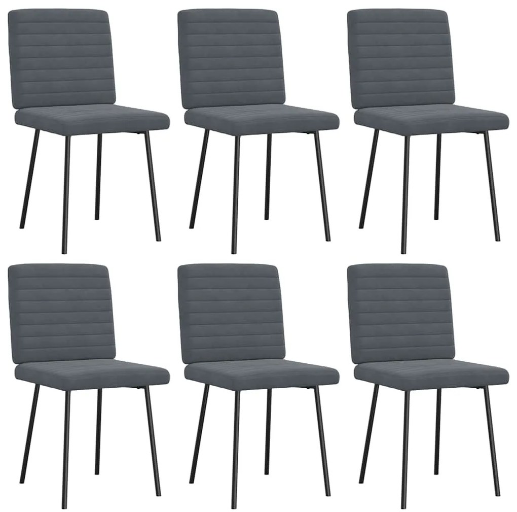 Cadeiras de jantar 6 pcs veludo cinzento-escuro