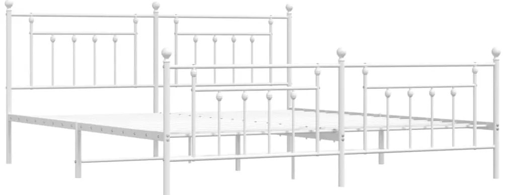 Estrutura de cama com cabeceira e pés 200x200 cm metal branco