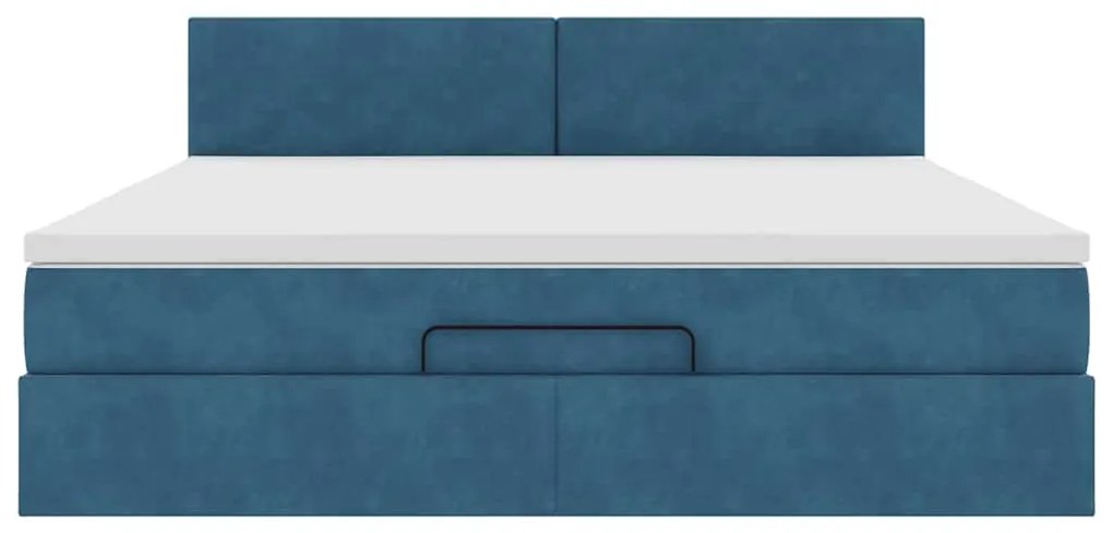 Estrutura de cama otomana com colchão 160x200 cm azul escuro