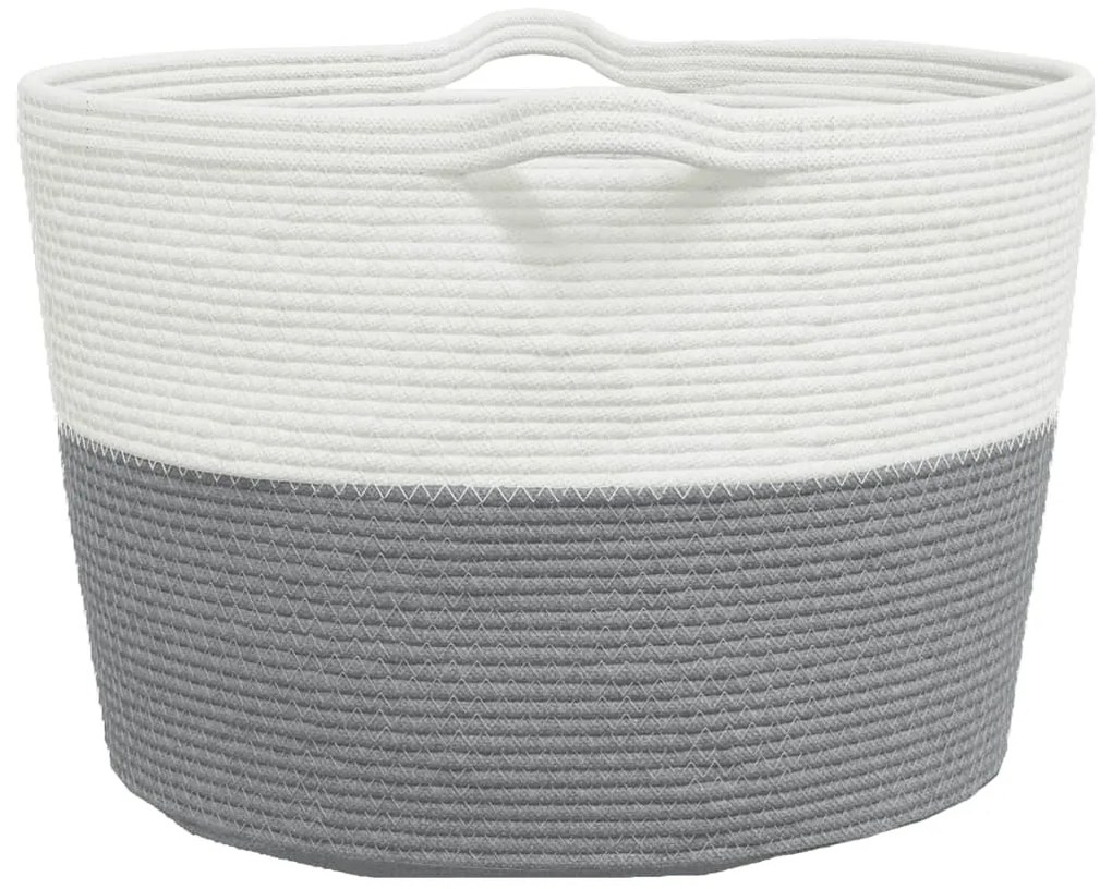 Cesto de arrumação Ø60x36 cm algodão cinzento e branco