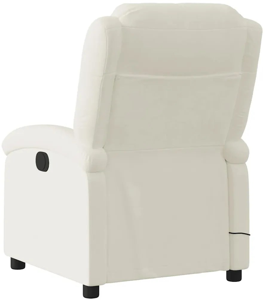 Poltrona de massagens reclinável elétrica veludo cor creme