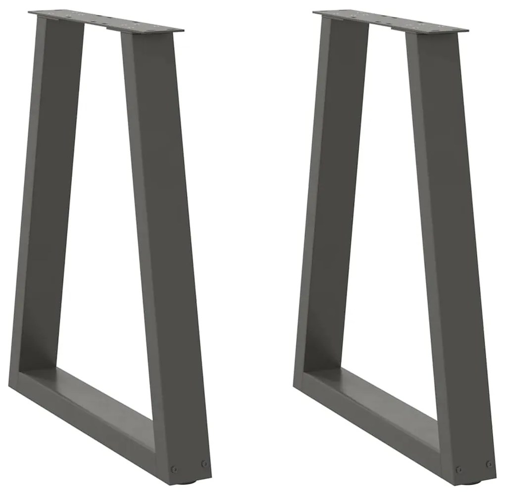vidaXL Pés para mesa de jantar em formato de V, 2 peças, antracite, 50x(72-73,3) cm, aço