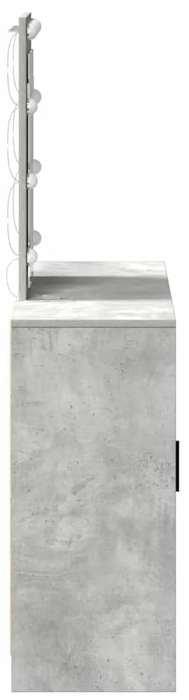Mesa de Maquiagem vidaXL com Luzes LED Cinza Concreto 102x33x135 cm