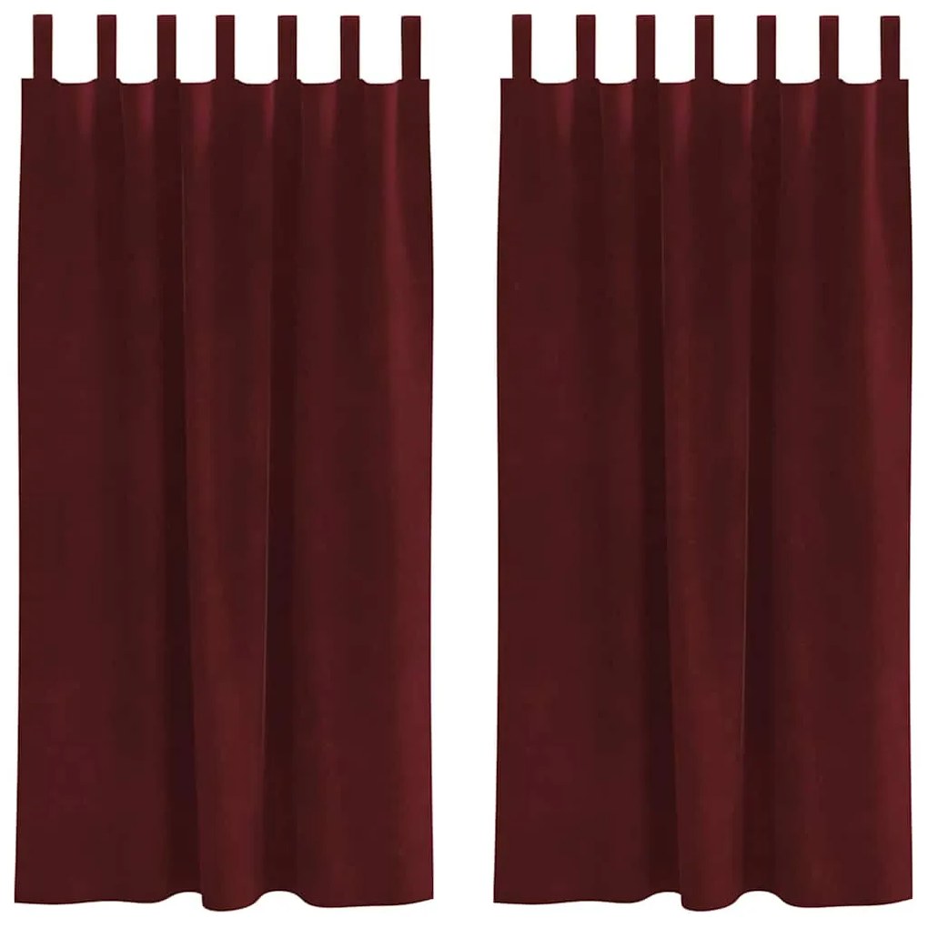 Cortinas Blackout vidaXL com Laços de Pendurar 2 pcs Bordô Veludo