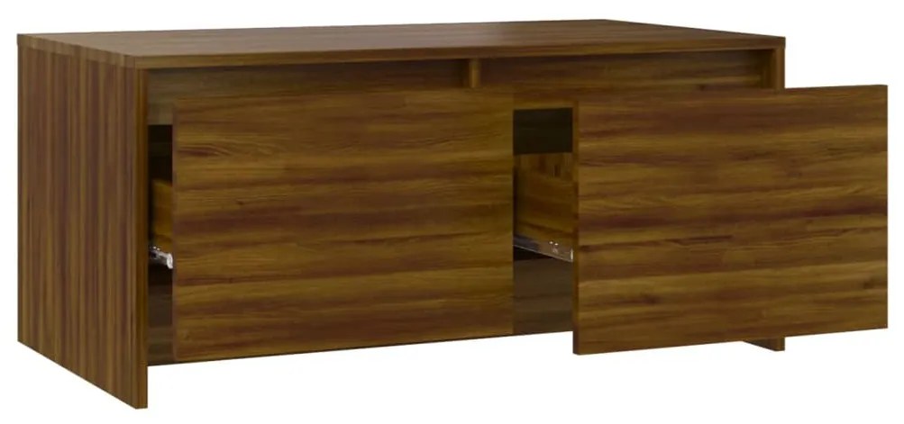 Mesa de Centro com 2 Gavetas - Nogueira - Design Nórdico