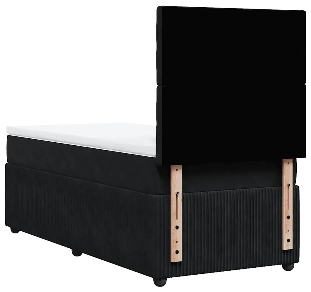 Cama com molas/colchão 100x200 cm veludo preto