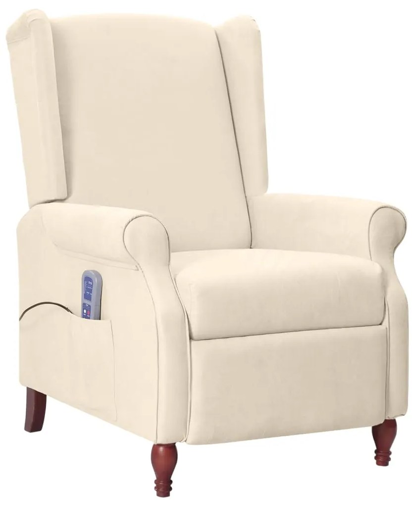 vidaXL Poltrona de massagens reclinável tecido cor creme