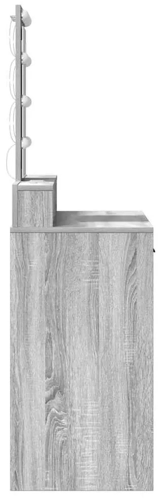 Mesa de Maquilhagem vidaXL com luzes LED Cinzento Sonoma 100x41x140 cm