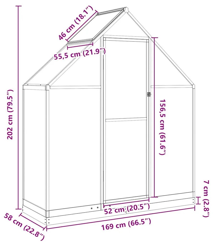 Estufa com estrutura de base 169x58x202 cm alumínio antracite