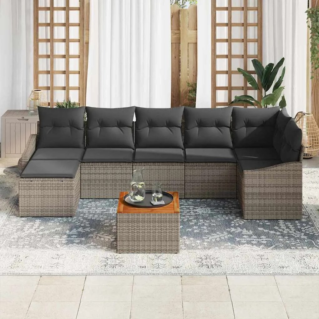 Conjunto de Sofá de Jardim 8 pcs Cinzeto 55 x 55 x 37 cm