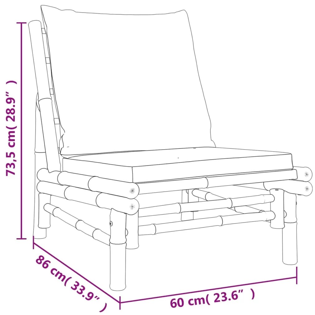 4pcs conj. lounge de jardim bambu c/ almofadões cinzento-escuro