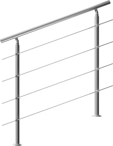Corrimão para escadas em aço inoxidável 120 cm 4 suportes Prateado